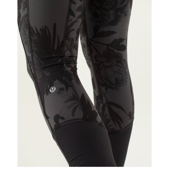 Lululemon Practice Daily Crop Leggings Women's Size 6 Brisk Bloom Black Soot - Picture 14 of 14